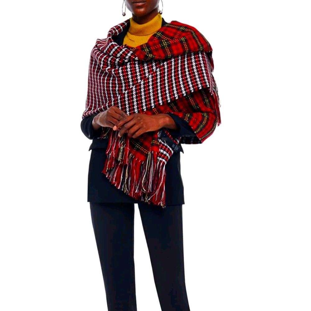 MAJE fringed Jacquard Scarf